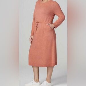 J. Jill Pure Jill long-sleeve drawstring sweater dress in a coral NWT large